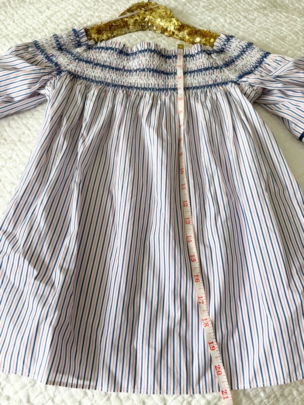 Parker Largo Striped Off Shoulder Blouse in Pink, White & Blue - Picture 5 of 9